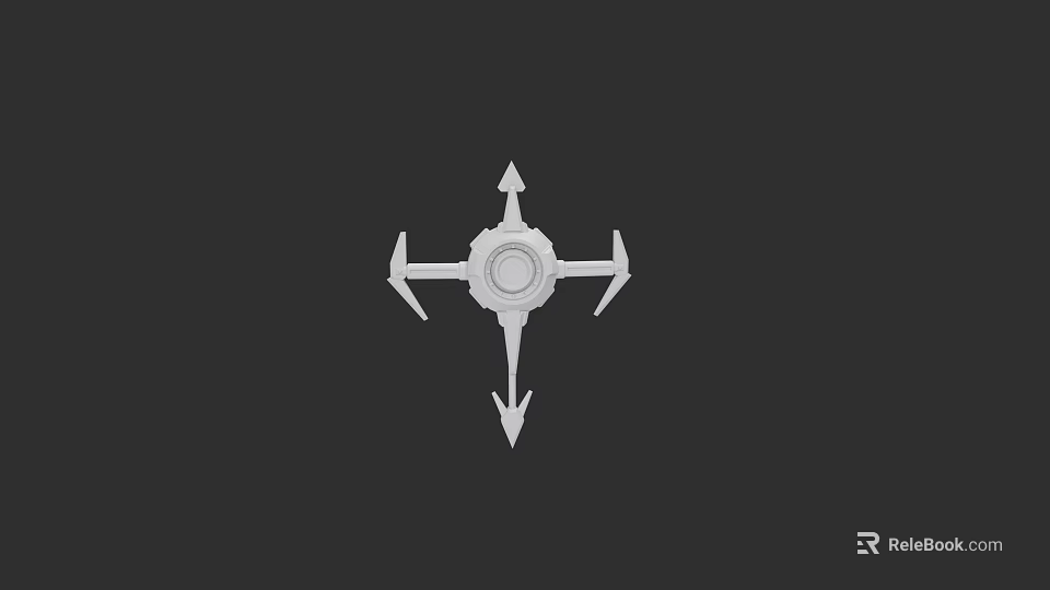 White Cross Shaped Throwing Weapon With Four Arrow Tips And Circular Center 3d model 
