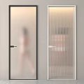 Hinged Doors Interior Design With Black Framed Frosted Glass And White Framed Vertical Striped Glass