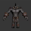 Mythical Fantasy Game Character With Horned Head Muscular Body And Decorative Arm Bands