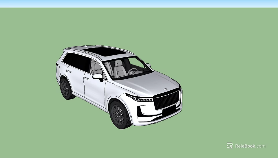 White SUV Car With Black Roof Modern Design And Sleek Body Lines 3d model