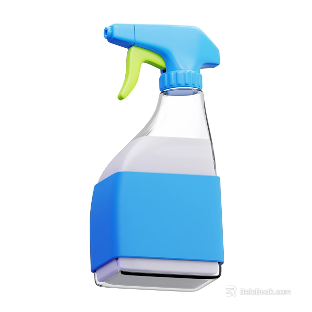 Household Cleaning Spray Bottle With Blue Green Design And Transparent Body For Daily Use 3d model 