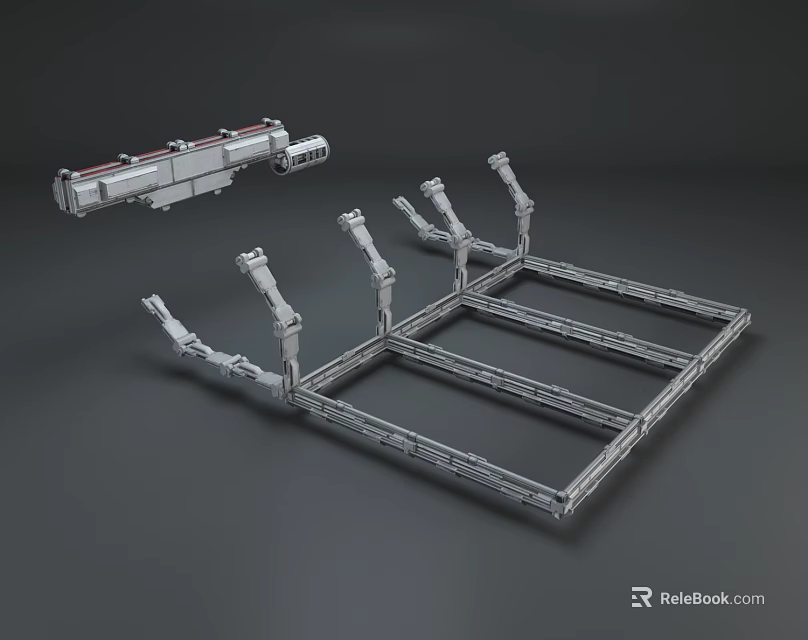 Road Infrastructure Multi Arm Metal Frame Support Structure For Highway Traffic Sign Installation 3d model 