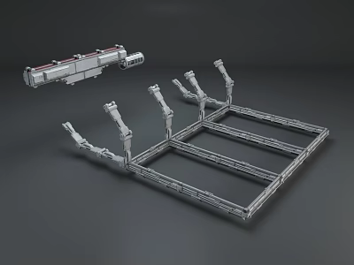 Road Infrastructure Multi Arm Metal Frame Support Structure For Highway Traffic Sign Installation 3d model
