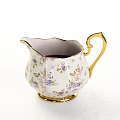 Delicate Floral Teaware Set with Teapots Teacups Saucers and Fruit Topped Tarts on White Tablecloth