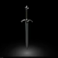 Classic Medieval Sword With Metal Hilt And Sharp Blade Isolated On Black Background