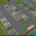 Eco friendly Parking Lot Design with Greenery Separated Spaces and Parked Vehicles
