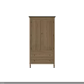 Classic Oak Wardrobe Design With Double Doors And Bottom Storage Drawers 3d model