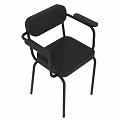 Black Leisure Chair With Metal Frame And Armrests In Sleek Design
