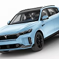 Light Blue Modern SUV Featuring Black Roof Black Wheels And Sleek Exterior Design