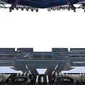 Modern Ballroom Interior Design With Neon Lights Blue Purple Illumination And Comfortable Sofa Seats