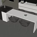 Modern White Dining Table With Black Chairs And Magazine In Minimalist Interior Design