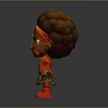 Cartoon Character Featuring Brown Curly Hair Large Glasses Orange Top Green Skirt Red Boots