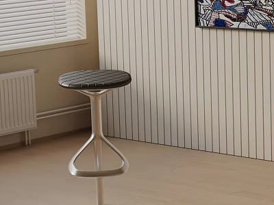Modern Bar Stool With Round Marble Seat And Metal Base For Contemporary Interior Space 3d model