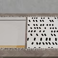 Two Square Rugs With Grey Black Gold Stripes Dots And Fringed Edges