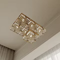 Modern Square Crystal Decorative Ceiling Light With Gold Frame For Indoor Lighting 3d model
