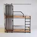 Modern Bunk Bed With Wooden Frame Metal Ladder And Safety Rail Design