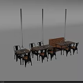 Modern Wooden Dining Tables With Black Metal Chairs And Tufted Upholstered Bench In Café Setting