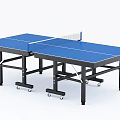 Portable Blue Table Tennis Table With Wheels And Net For Indoor Sports Equipment