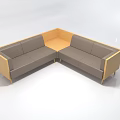 Modern L shaped Sectional Sofa Set With Wooden Frame And Gray Cushions 3d model