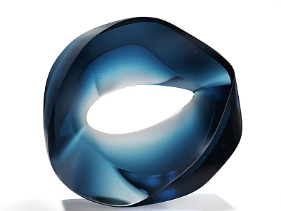 Blue Glass Decorative Ornament Set Featuring Irregular Circular Shape and Glossy Finish 3d model