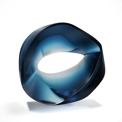 Blue Glass Decorative Ornament Set Featuring Irregular Circular Shape and Glossy Finish 3d model