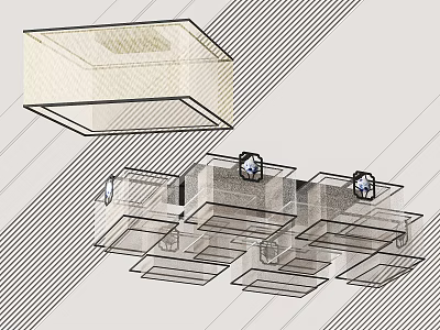 Sleek Modern Ceiling Light With Transparent Panels And Geometric Structure For Home Decoration 3d model