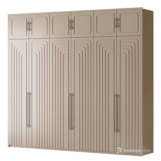 Modern Wardrobe Design With Multiple Panel Doors Sleek Lines And Metal Handles 3d model