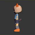 Cute Cartoon Cat Character With Orange Ears Facial Markings Blue Shirt And Orange Shoes