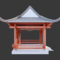 Traditional Chinese Pavilion With Curved Eaves Tiled Roof And Carved Railings