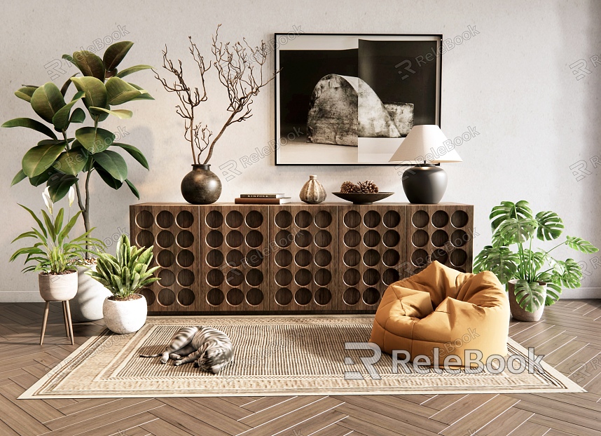 Mori Style Natural Style Entrance Cabinet Plant Potted Lazy Sofa Jewelry Combination model