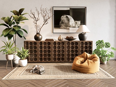 Mori Style Natural Style Entrance Cabinet Plant Potted Lazy Sofa Jewelry Combination model