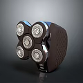 Electric Shaver With Five Rotating Blades And Textured Dark Housing Design