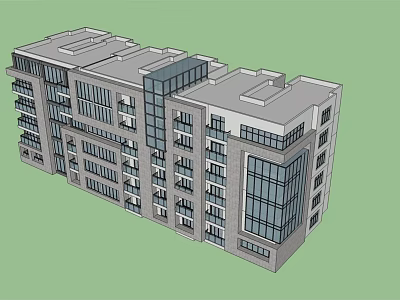 Modern Multi story Apartment Building With Glass Facade Balconies And Gray Exterior 3d model