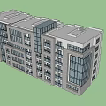 Modern Multi story Apartment Building With Glass Facade Balconies And Gray Exterior