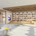 Modern Service Hall Interior With Large Digital Screen And Data Center Exhibits