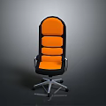 Modern Office Chair With Orange Cushion Black Backrest Silver Metal Base And Wheels