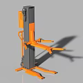 Orange and Gray Industrial Hydraulic Stacker with Adjustable Forks and Stable Base 3d model