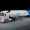Adnox Heavy Duty White Cab Blue Tanker Truck Moving On Road
