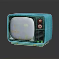 Vintage Blue Television Displaying Classic Game With Green Pipes Clouds And Score Elements On Screen