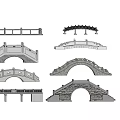 Various Traditional Bridge Architectural Illustrations With Different Arch Structures And Railings