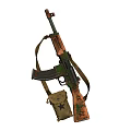 Camouflage Military Rifle With Magazine Strap And Star Emblem Pouch
