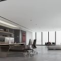 Modern Office Interior Design With Executive Desk Ergonomic Chairs And Large Windows