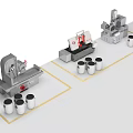 Industrial Grinder Machine With White Buckets For Metal Processing Workshop