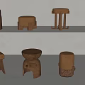 Middle Style Round Stool 3d model