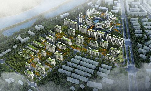 Modern Aerial View Hanzhong Hospital 3d model