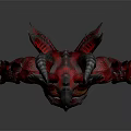 Game Movie Character Red Spiked Demonic Monster With Horns Winged Muscular Fierce Body