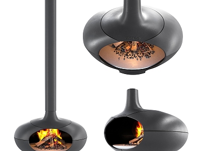 modern fireplace cast iron B q match fire 3d model