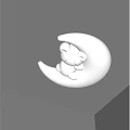 Cute Moon Shaped Ceiling Light for Kids Room with Bear Design Decor 3d model