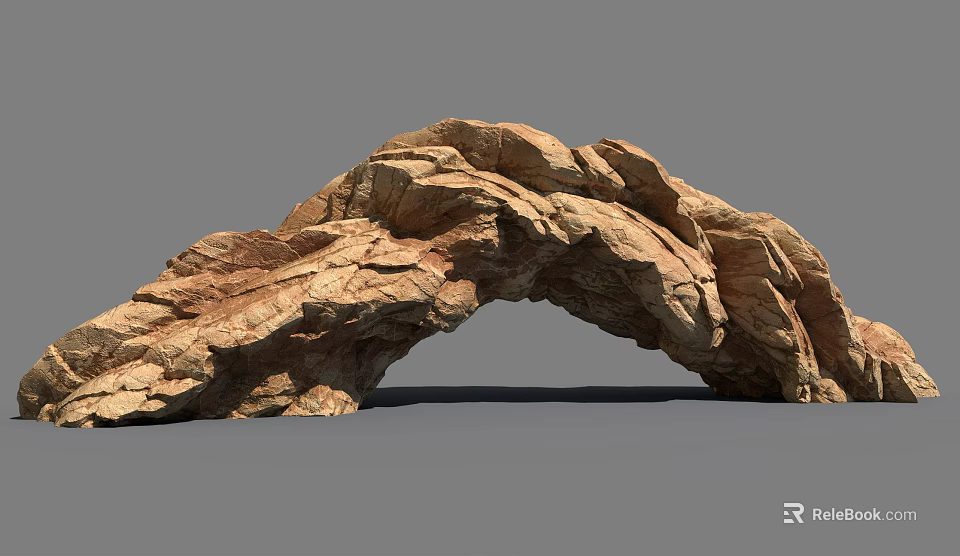 Naturally Formed Rock Arch with Textured Surface and Brown Tones 3d model 