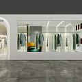 Stylish Clothing Store Interior With Hanging Garments Mirrors And Modern Lighting Displays